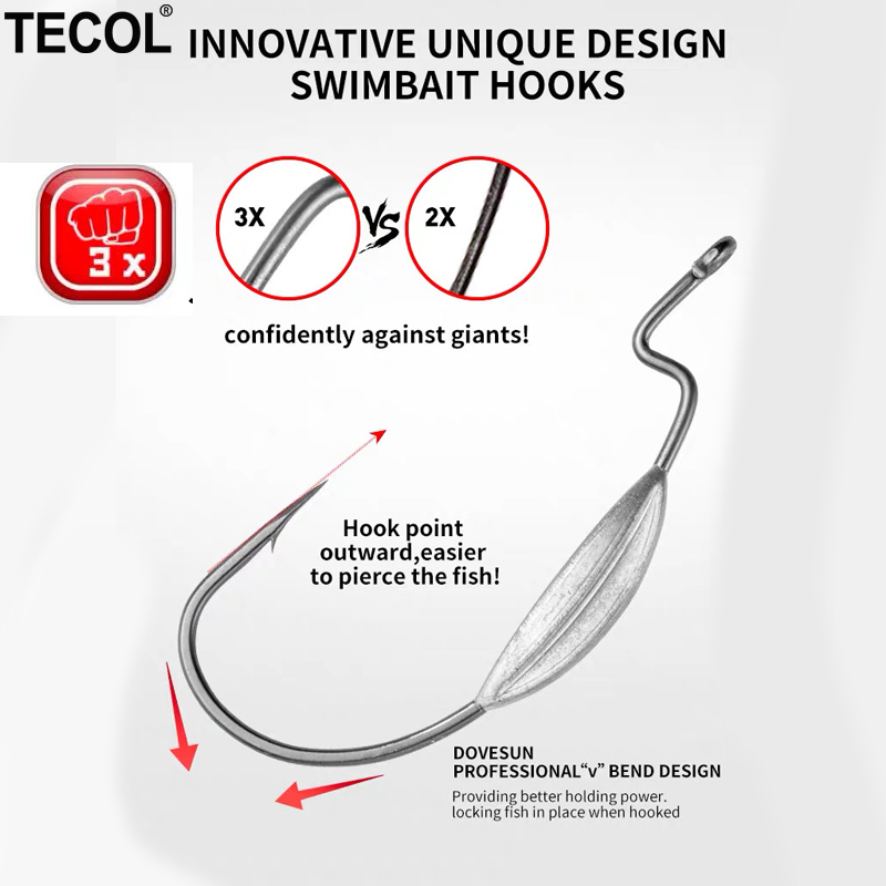 TECOL 3PCS 6/0 8/0 10/0 Weight - Fishing Hook Weedless 리뷰 및 가격